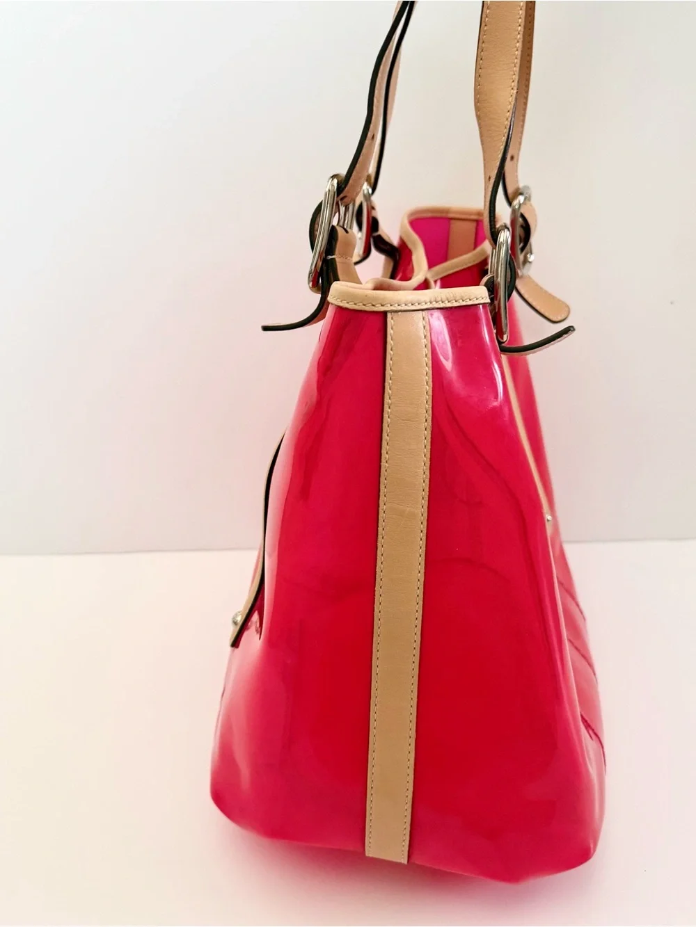 Tod’s PVC Tote Bag Pink Leather Trim Matching pouch